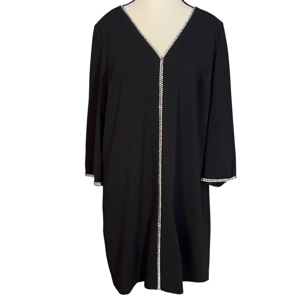 Trina Turk Around Midnight Rhinestone Shift Dress Black Cocktail Women’s Size 10